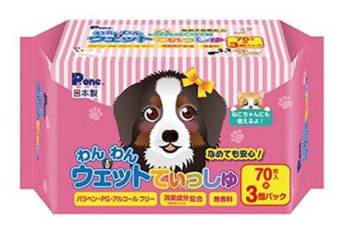 わんわんウェットティッシュ ７０枚Ｘ３Ｐ