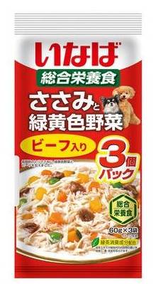 いなばササミト緑黄色野菜 ビーフ６０ｇｘ３Ｐ