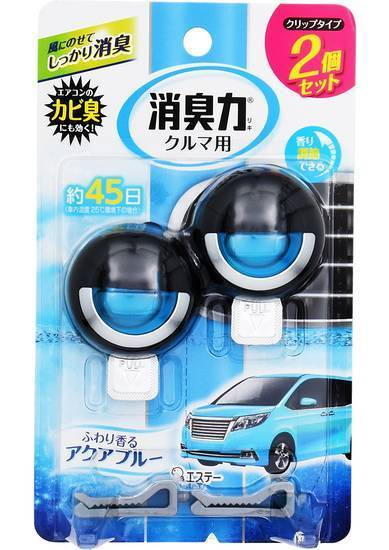 クルマの消臭力　クリップ２個 アクアブルー